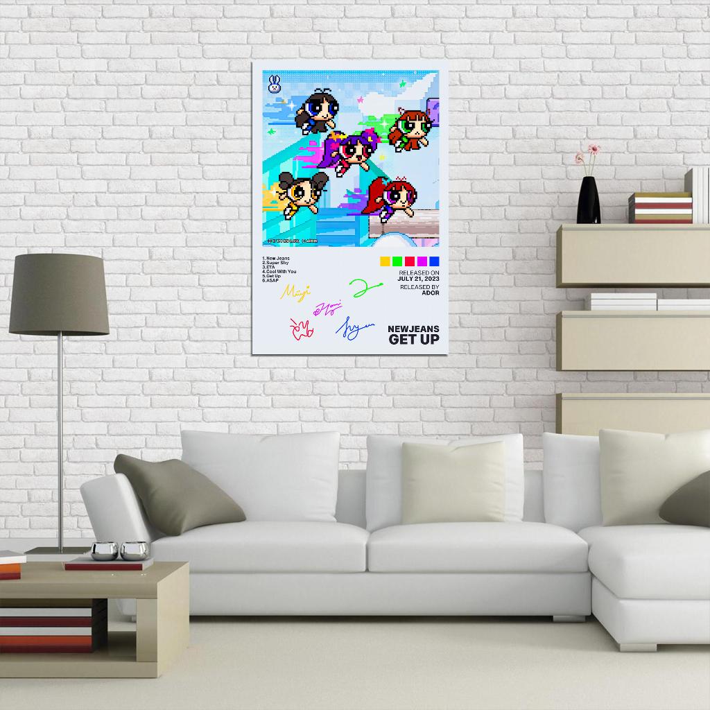 NewJeans Get Up 2023 Album Cover Music Poster Kpop Aesthetic Female Girl Group Cover Wall Art - xonomax