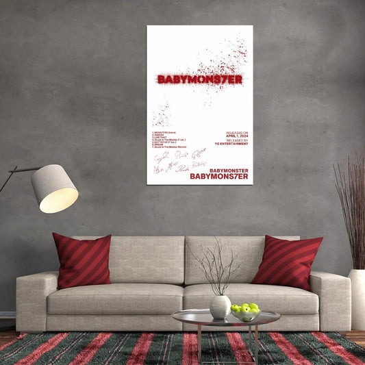 BABYMONSTER BABYMONS7ER 2024 Album Cover Music Poster Kpop Aesthetic Female Girl Group Cover Wall Art - xonomax