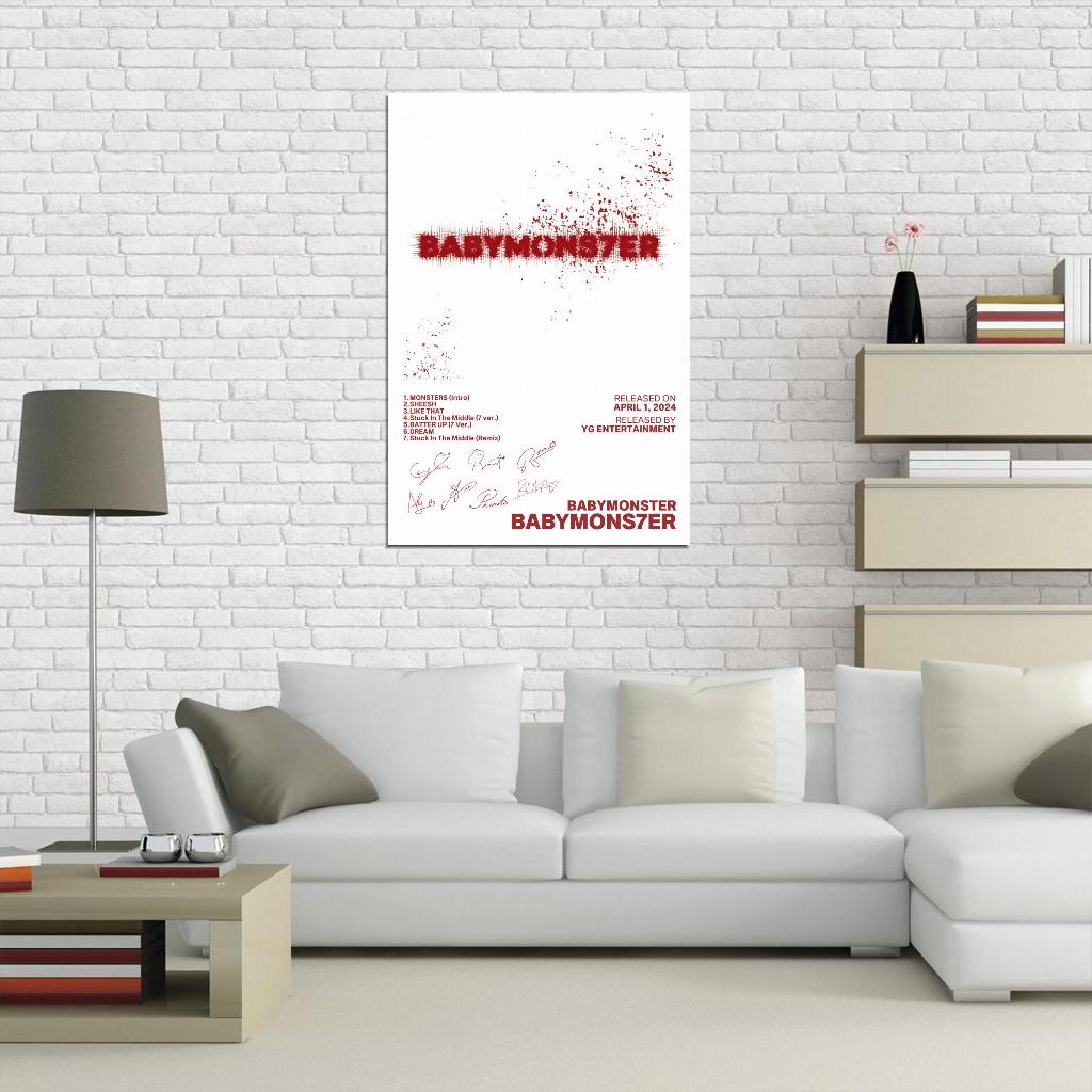 BABYMONSTER BABYMONS7ER 2024 Album Cover Music Poster Kpop Aesthetic Female Girl Group Cover Wall Art - xonomax