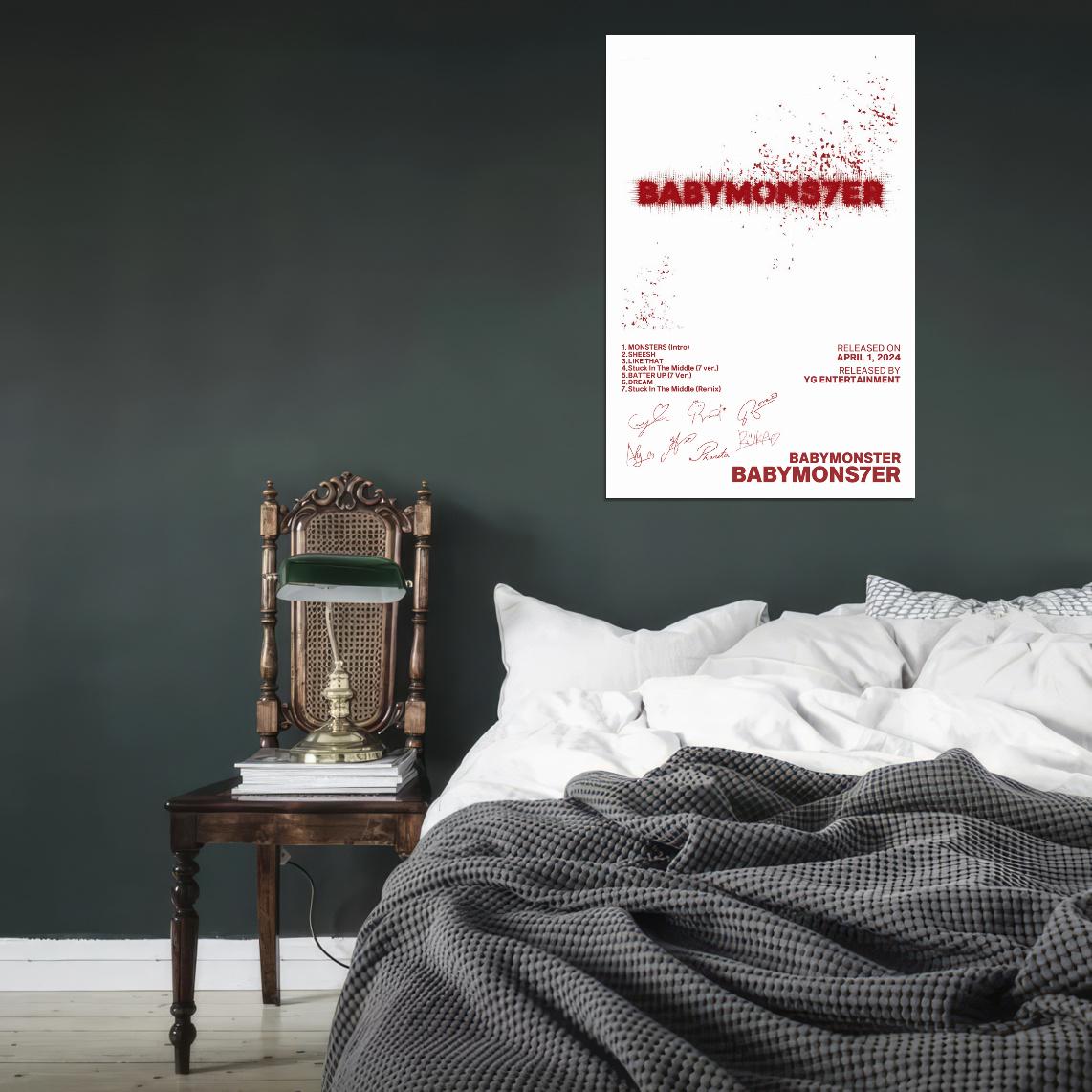 BABYMONSTER BABYMONS7ER 2024 Album Cover Music Poster Kpop Aesthetic Female Girl Group Cover Wall Art - xonomax