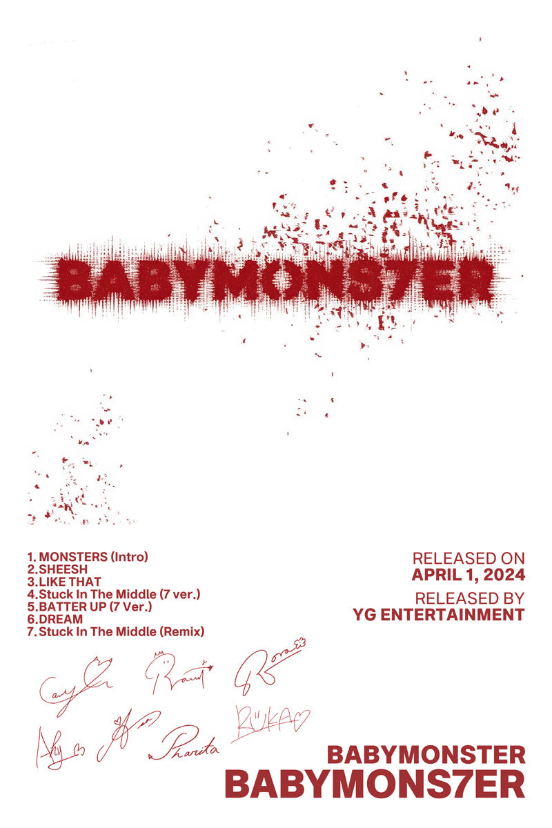 BABYMONSTER BABYMONS7ER 2024 Album Cover Music Poster Kpop Aesthetic Female Girl Group Cover Wall Art - xonomax