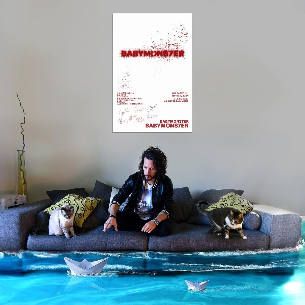 BABYMONSTER BABYMONS7ER 2024 Album Cover Music Poster Kpop Aesthetic Female Girl Group Cover Wall Art - xonomax