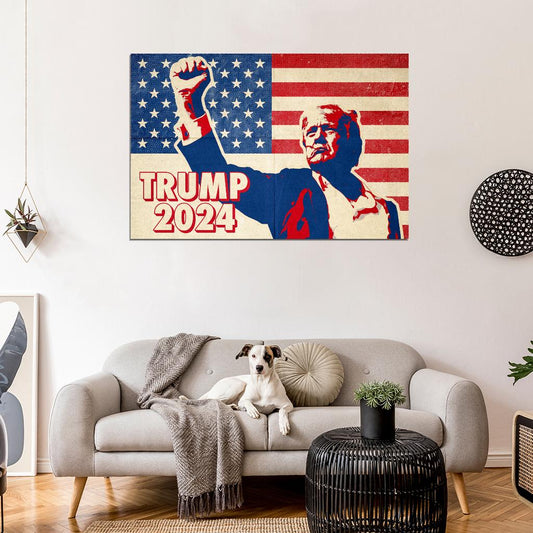 Donald Trump Fight For America Poster July 14 2024 USA Election Ex President Poster Trump - xonomax