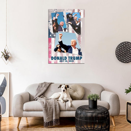 Donald Trump Fight For America Poster July 14 2024 USA Election Former President Attempt Print - xonomax