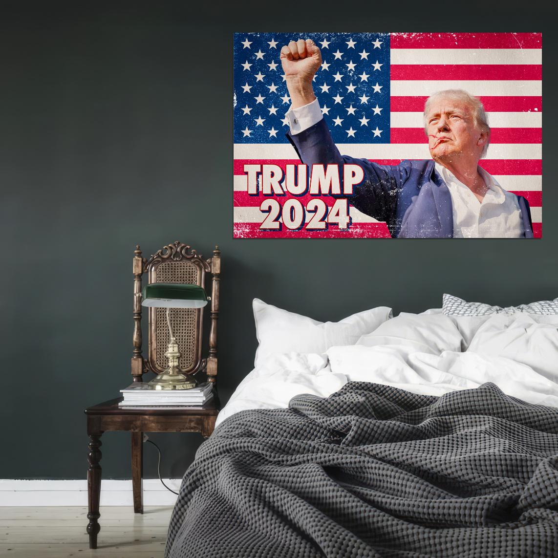 Donald Trump Fight For America Poster July 14 2024 USA Election Former President Attempt Print