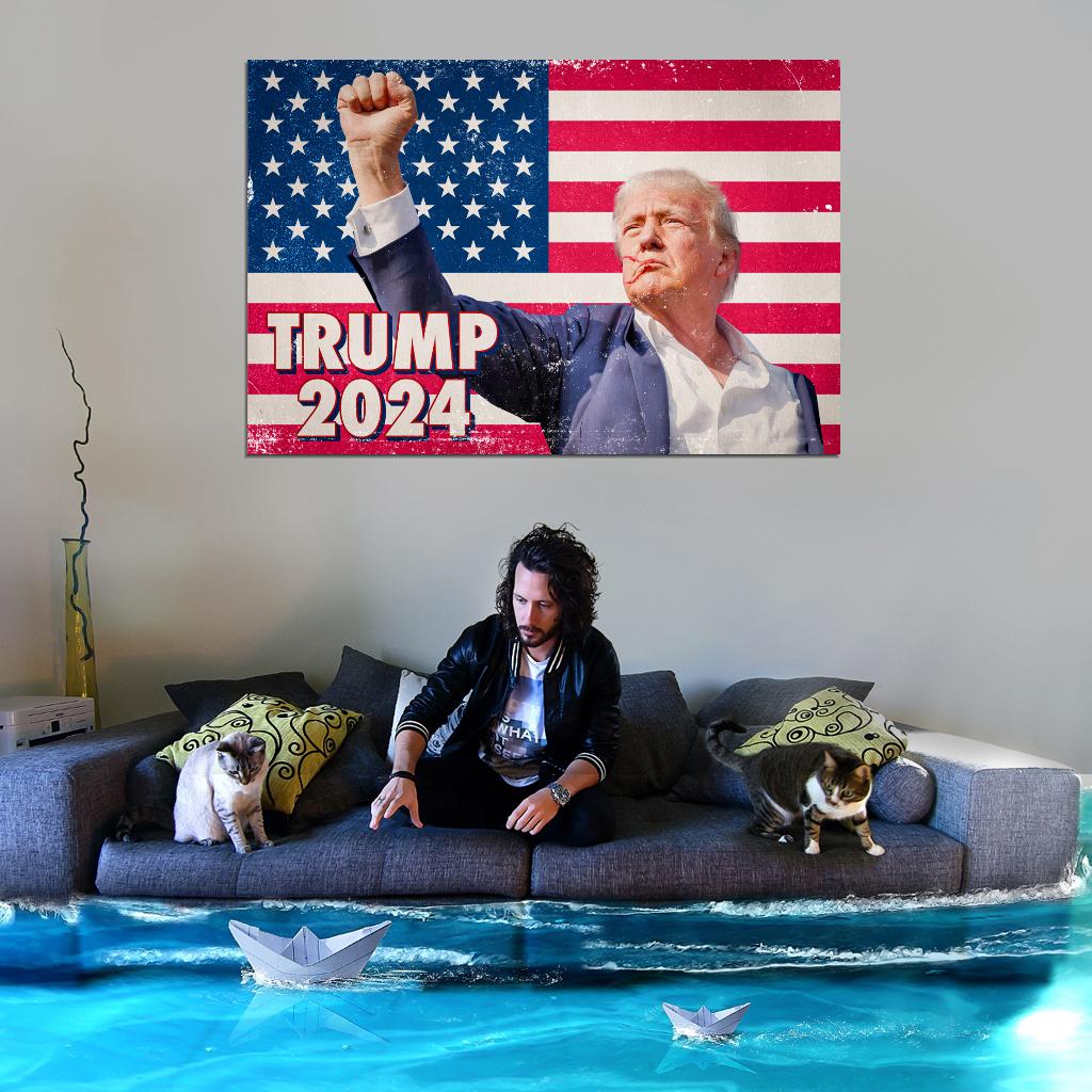 Donald Trump Fight For America Poster July 14 2024 USA Election Former President Attempt Print