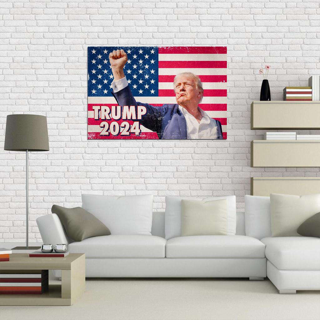 Donald Trump Fight For America Poster July 14 2024 USA Election Former President Attempt Print