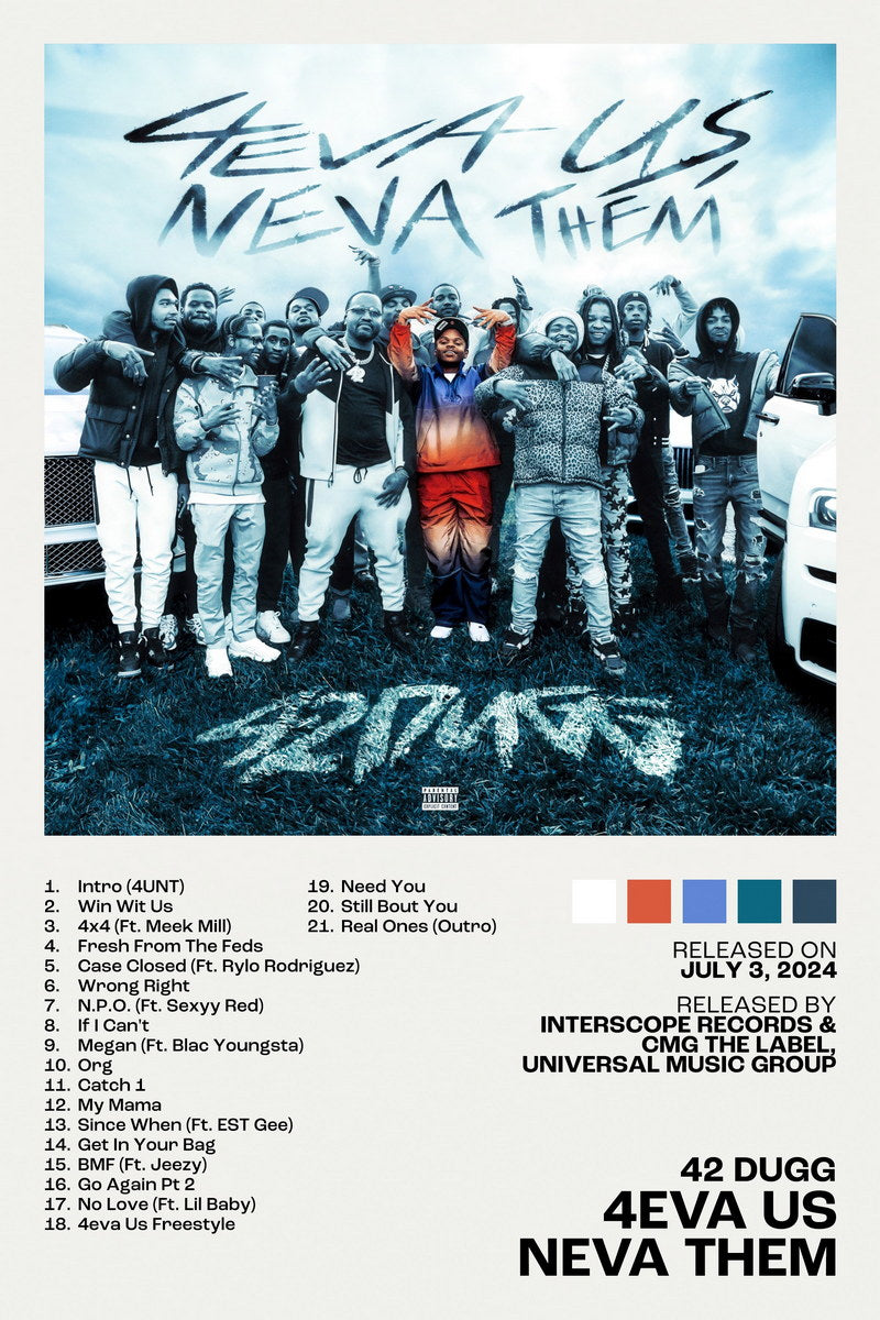 42 Dugg 4eva Us Neva Them Album Cover Music Poster Rap Home Decor For Living Room Hip-Hop Aesthetic Rapper Album Wall Art Records Poster Wall Decor For Bedroom - xonomax