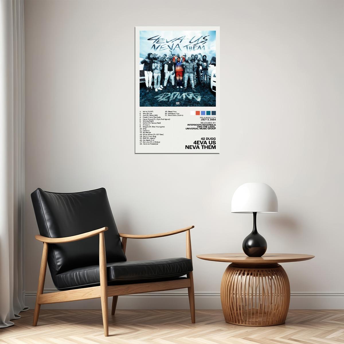 42 Dugg 4eva Us Neva Them Album Cover Music Poster Rap Home Decor For Living Room Hip-Hop Aesthetic Rapper Album Wall Art Records Poster Wall Decor For Bedroom - xonomax