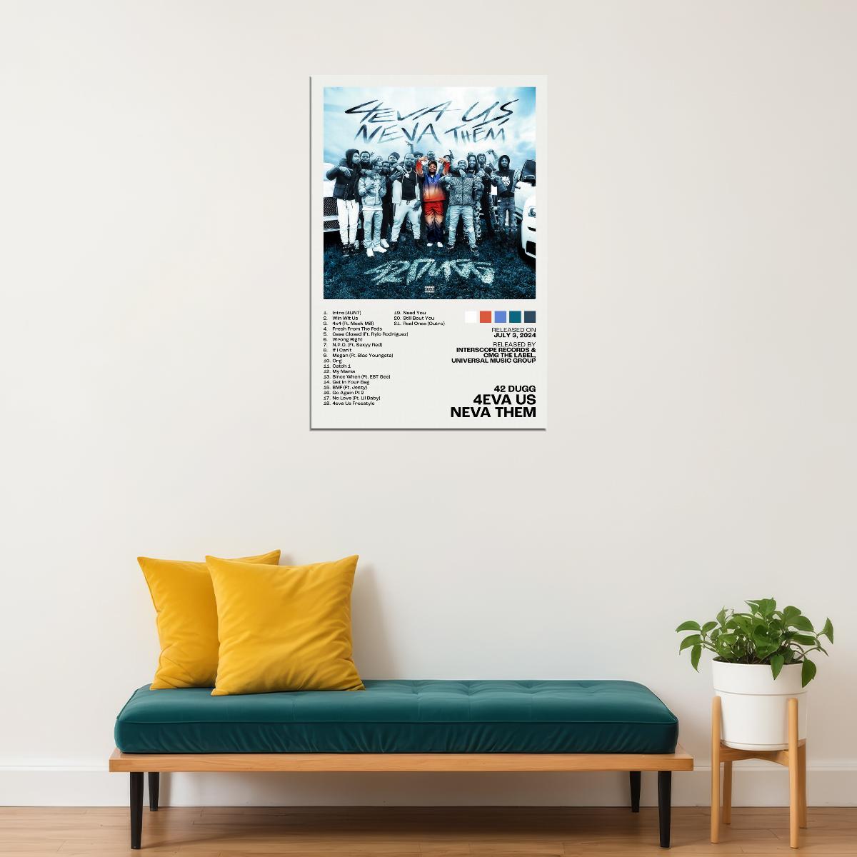 42 Dugg 4eva Us Neva Them Album Cover Music Poster Rap Home Decor For Living Room Hip-Hop Aesthetic Rapper Album Wall Art Records Poster Wall Decor For Bedroom - xonomax