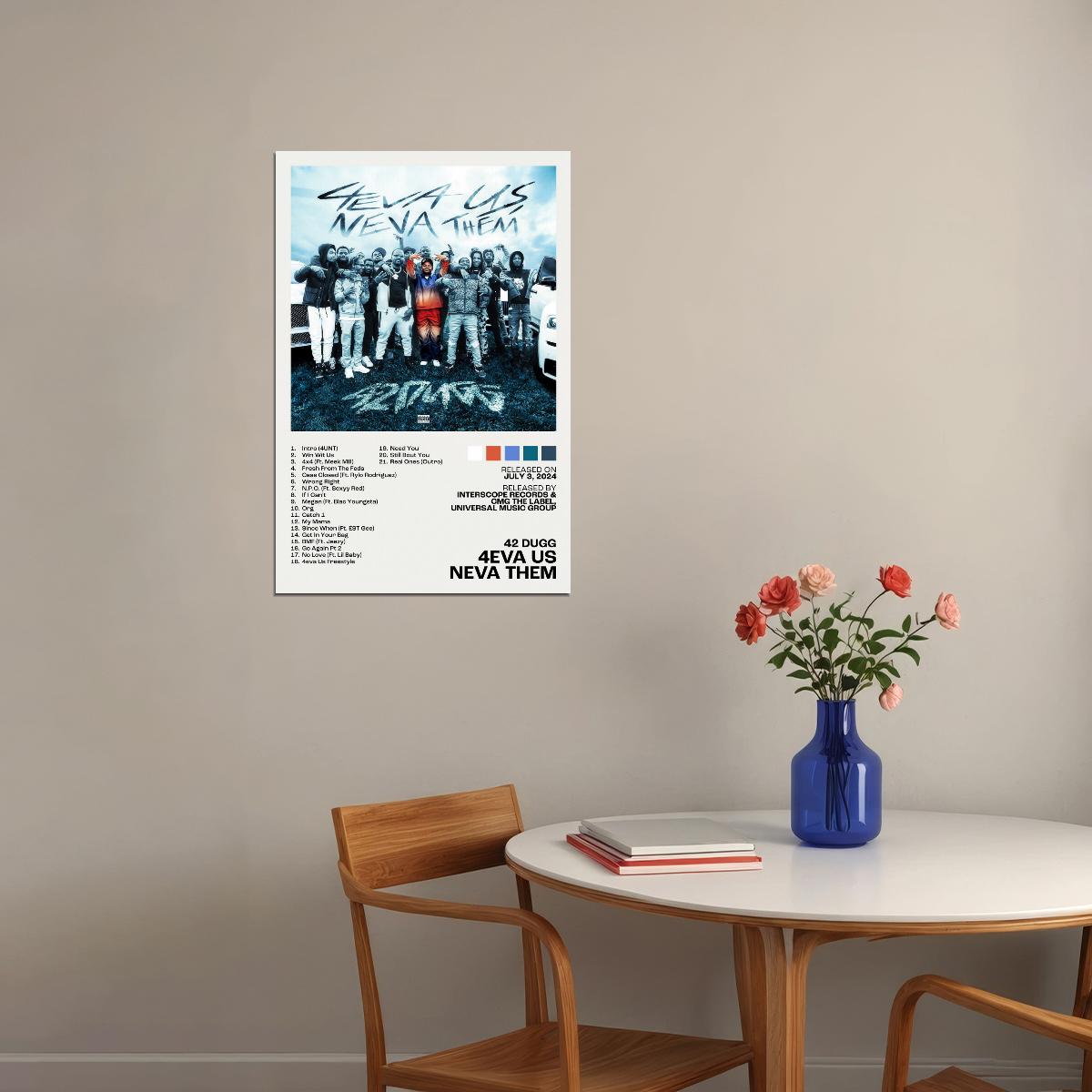 42 Dugg 4eva Us Neva Them Album Cover Music Poster Rap Home Decor For Living Room Hip-Hop Aesthetic Rapper Album Wall Art Records Poster Wall Decor For Bedroom - xonomax