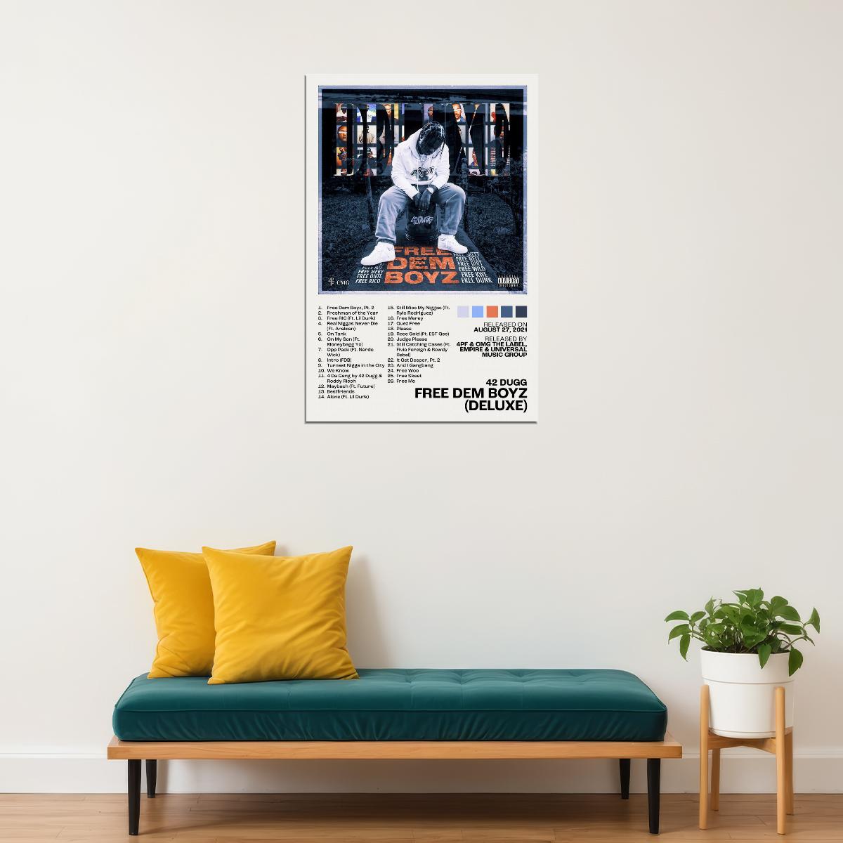 42 Dugg Free Dem Boyz (Deluxe) Album Cover Music Poster Rap Home Decor For Living Room Hip-Hop Aesthetic Rapper Album Wall Art Records Poster Wall Decor For Bedroom - xonomax