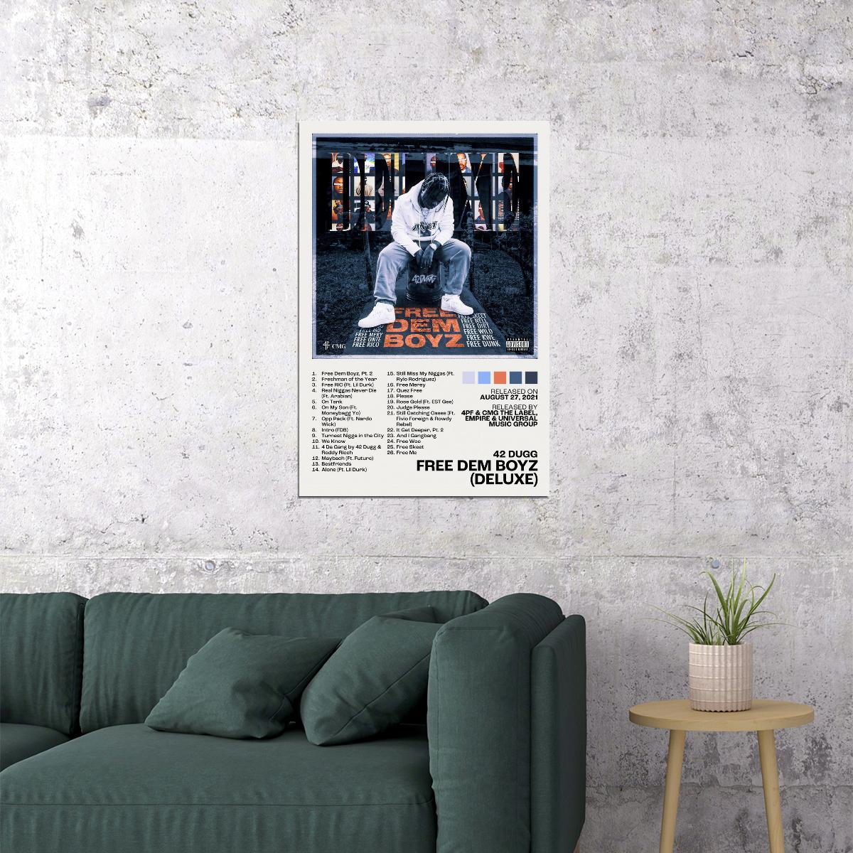 42 Dugg Free Dem Boyz (Deluxe) Album Cover Music Poster Rap Home Decor For Living Room Hip-Hop Aesthetic Rapper Album Wall Art Records Poster Wall Decor For Bedroom - xonomax