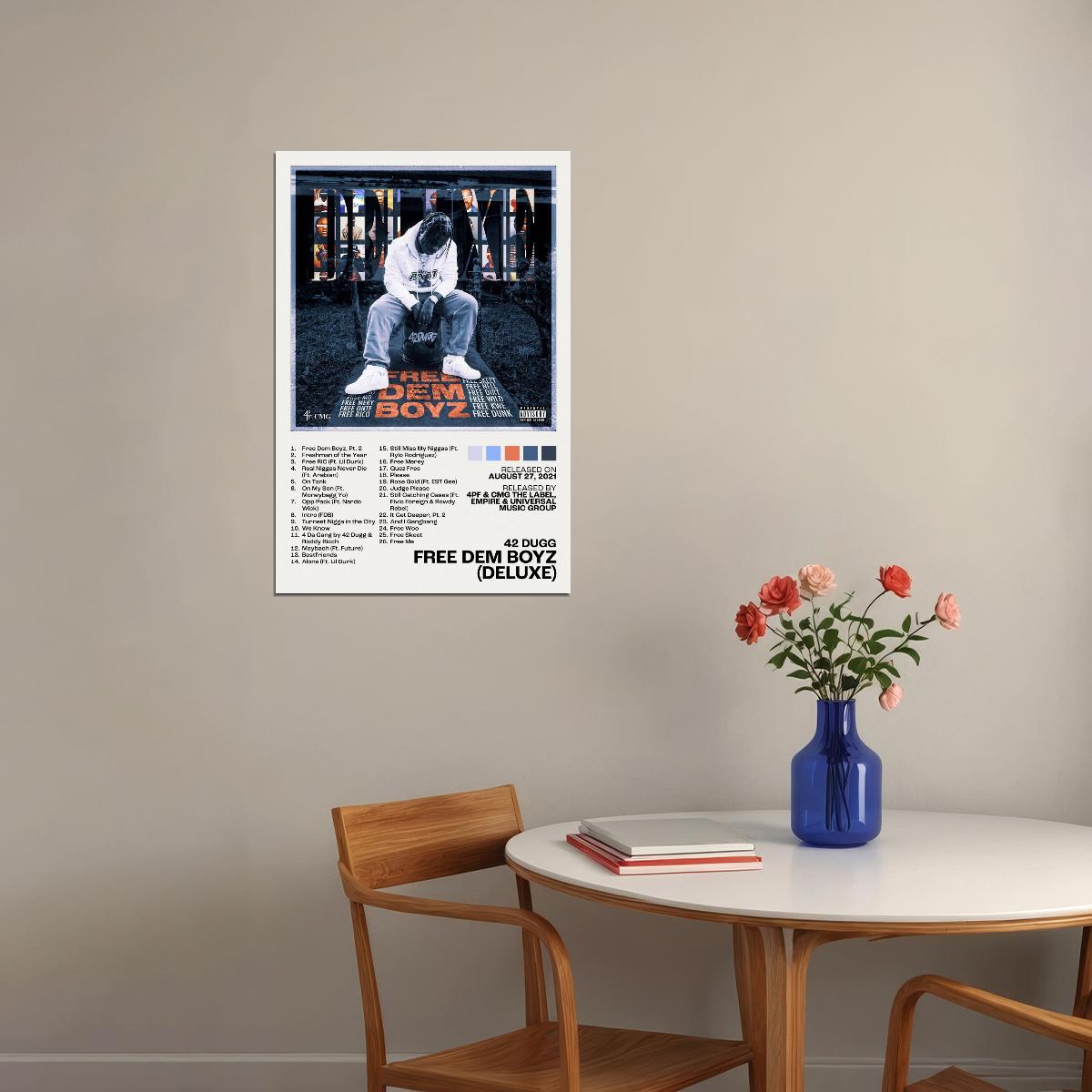 42 Dugg Free Dem Boyz (Deluxe) Album Cover Music Poster Rap Home Decor For Living Room Hip-Hop Aesthetic Rapper Album Wall Art Records Poster Wall Decor For Bedroom - xonomax