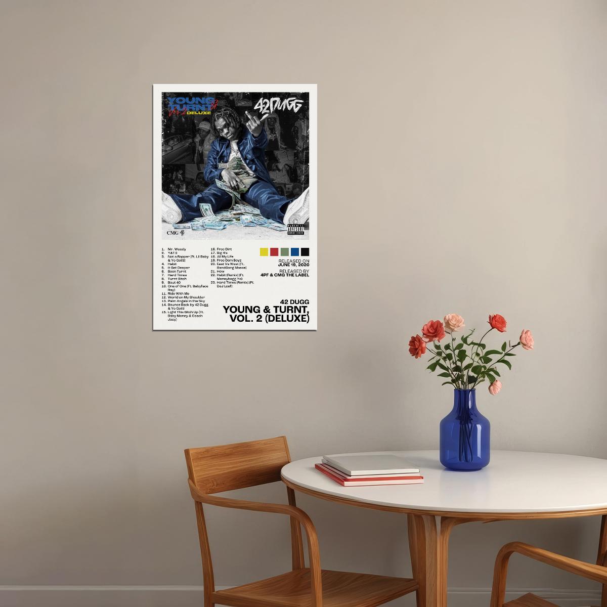 42 Dugg Young & Turnt, Vol. 2 (Deluxe) Album Cover Music Poster Rap Home Decor For Living Room Hip-Hop Aesthetic Rapper Album Wall Art Records Wall Decor For Bedroom - xonomax