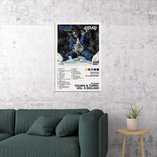 42 Dugg Young & Turnt, Vol. 2 (Deluxe) Album Cover Music Poster Rap Home Decor For Living Room Hip-Hop Aesthetic Rapper Album Wall Art Records Wall Decor For Bedroom - xonomax