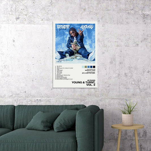 42 Dugg Young & Turnt, Vol. 2 Album Cover Music Poster Rap Home Decor For Living Room Hip-Hop Aesthetic Rapper Album Wall Art Records Poster Wall Decor For Bedroom - xonomax
