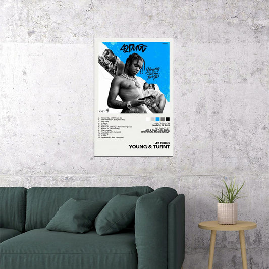 42 Dugg Young and Turnt Album Cover Music Poster Rap Home Decor For Living Room Hip-Hop Aesthetic Rapper Album Wall Art Records Poster Wall Decor For Bedroom - xonomax