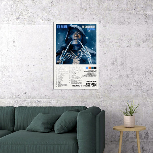 Big Scarr Big Grim Reaper The Return Album Cover Music Poster Rap Home Decor For Living Room Hip-Hop Aesthetic Rapper Album Wall Art Records Poster Wall Decor For Bedroom - xonomax