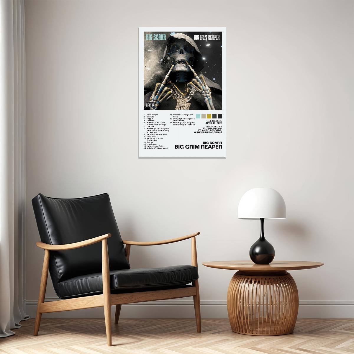 Big Scarr Big Grim Reaper Album Cover Music Poster Rap Home Decor For Living Room Hip-Hop Aesthetic Rapper Album Wall Art Records Poster Wall Decor For Bedroom - xonomax
