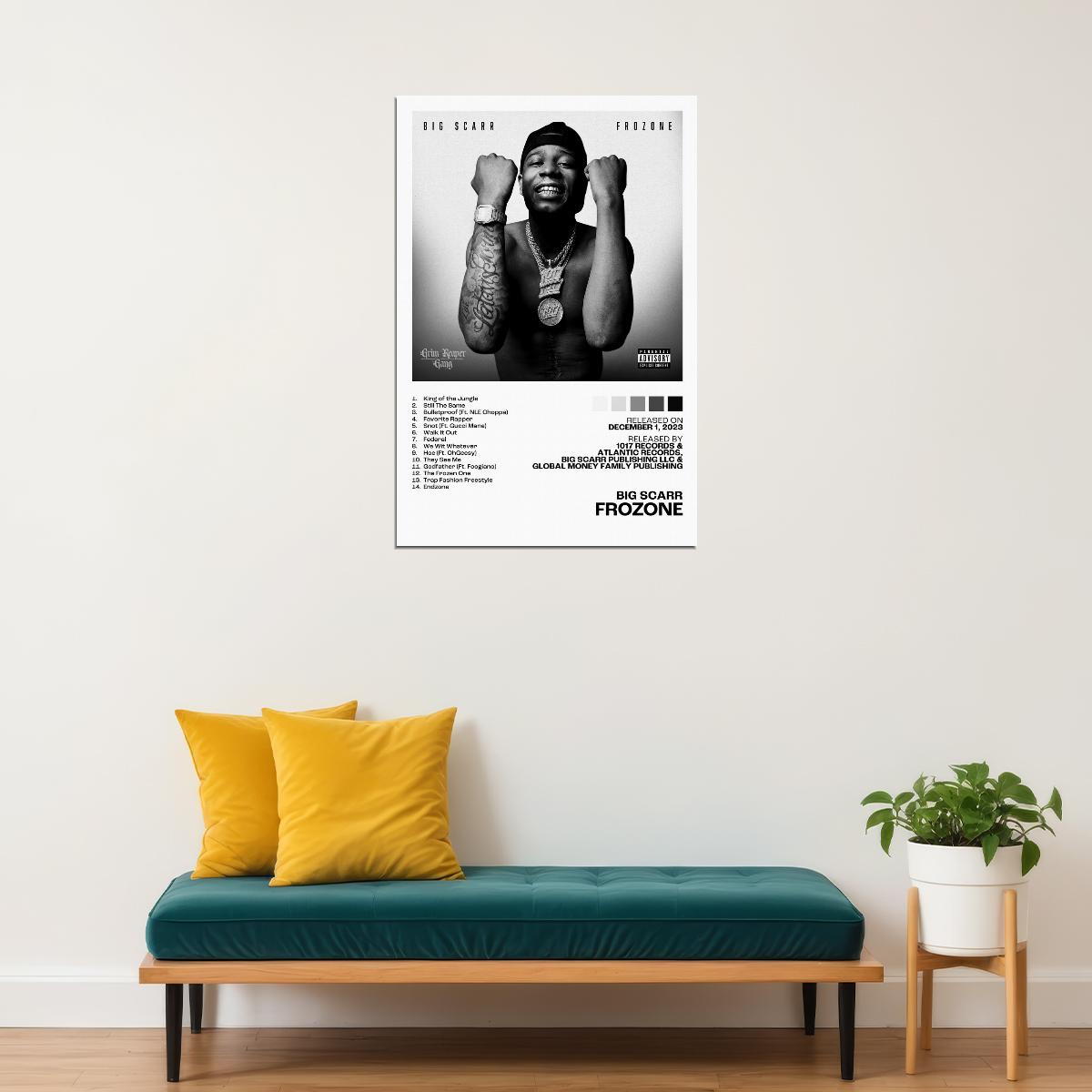 Big Scarr Frozone Album Cover Music Poster Rap Home Decor For Living Room Hip-Hop Aesthetic Rapper Album Wall Art Records Poster Wall Decor For Bedroom - xonomax