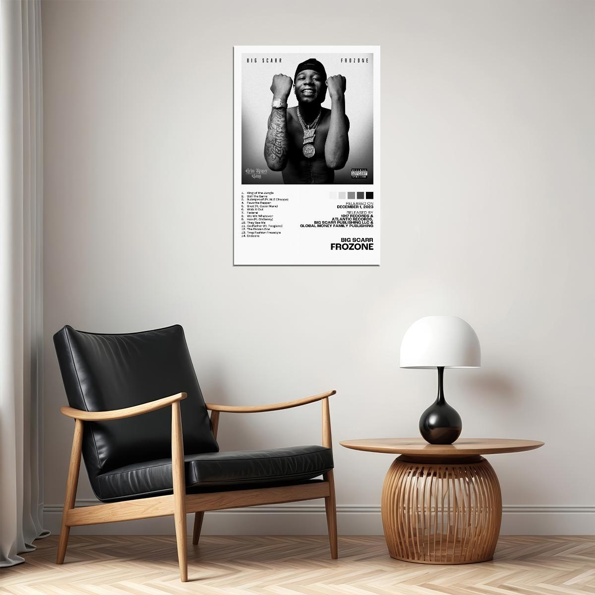 Big Scarr Frozone Album Cover Music Poster Rap Home Decor For Living Room Hip-Hop Aesthetic Rapper Album Wall Art Records Poster Wall Decor For Bedroom - xonomax