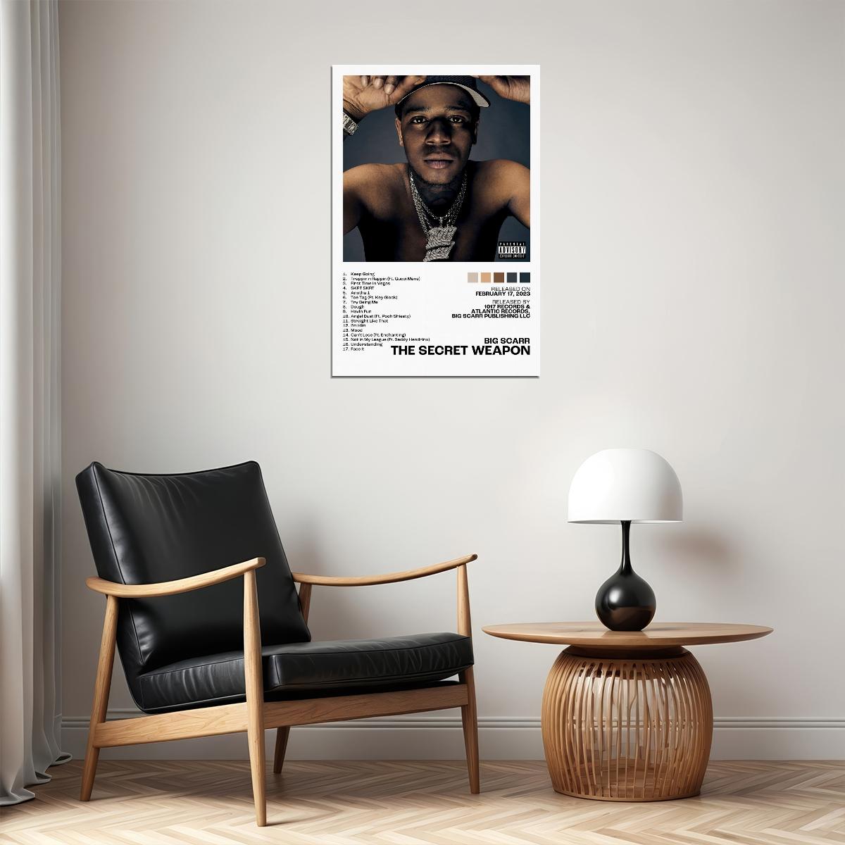 Big Scarr The Secret Weapon Album Cover Music Poster Rap Home Decor For Living Room Hip-Hop Aesthetic Rapper Album Wall Art Records Poster Wall Decor For Bedroom - xonomax
