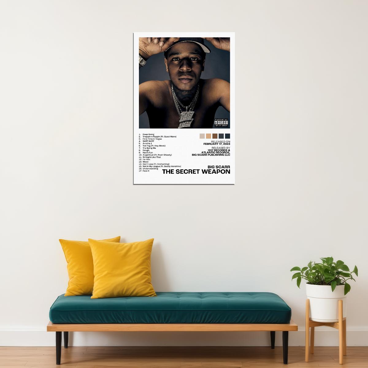 Big Scarr The Secret Weapon Album Cover Music Poster Rap Home Decor For Living Room Hip-Hop Aesthetic Rapper Album Wall Art Records Poster Wall Decor For Bedroom - xonomax
