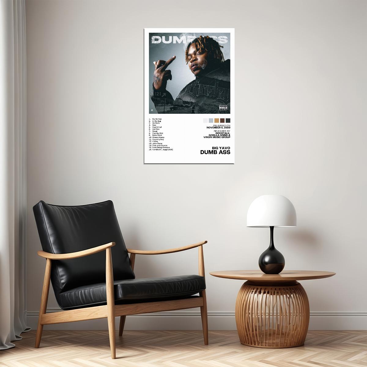 Big Yavo Dumb Ass Album Cover Music Poster Rap Home Decor For Living Room Hip-Hop Aesthetic Rapper Album Wall Art Records Poster Wall Decor For Bedroom - xonomax