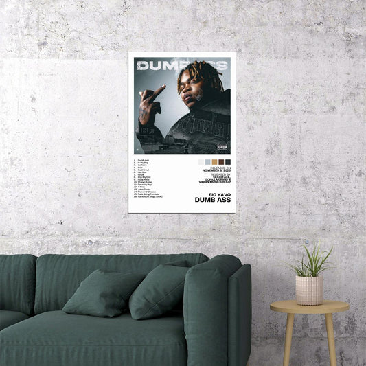 Big Yavo Dumb Ass Album Cover Music Poster Rap Home Decor For Living Room Hip-Hop Aesthetic Rapper Album Wall Art Records Poster Wall Decor For Bedroom - xonomax