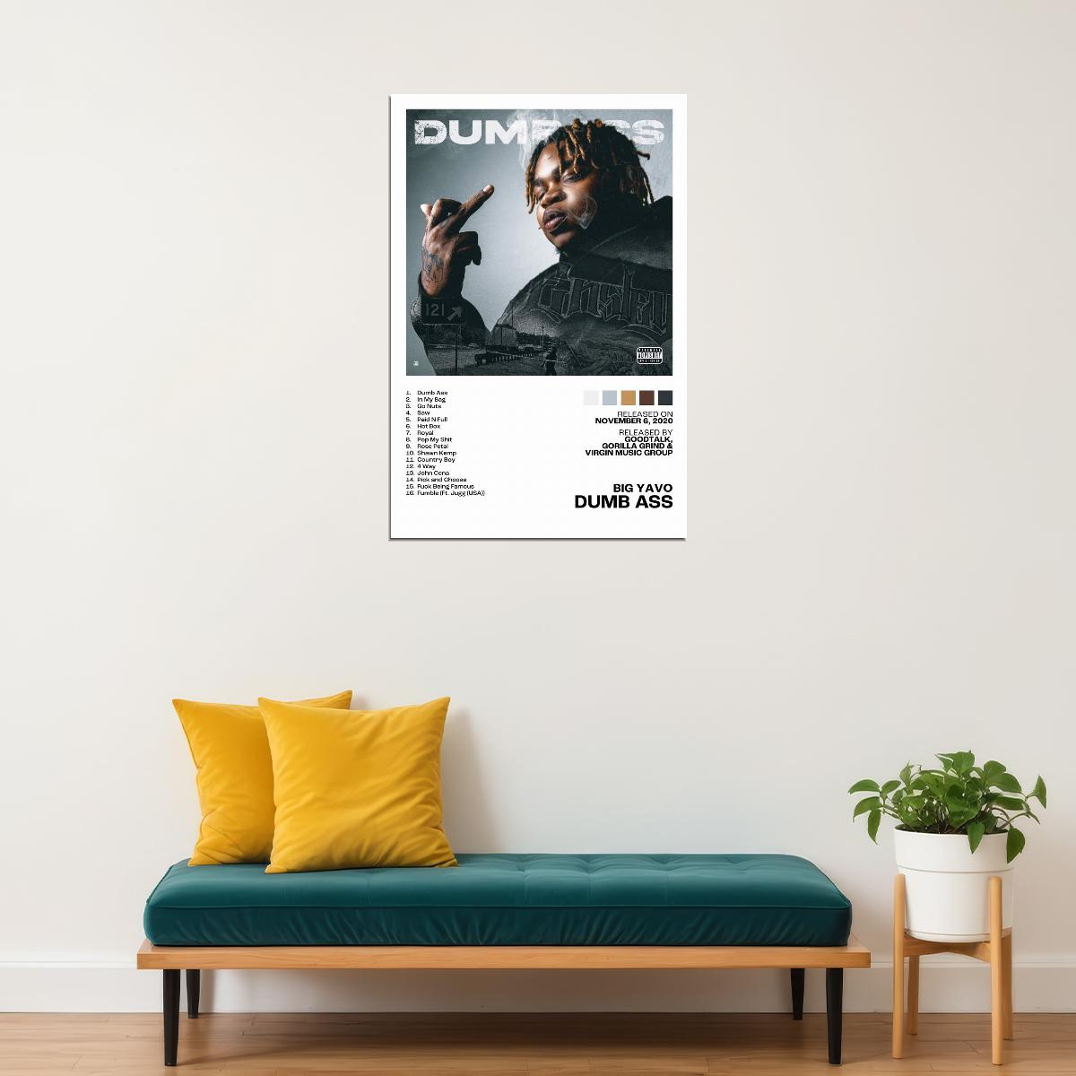 Big Yavo Dumb Ass Album Cover Music Poster Rap Home Decor For Living Room Hip-Hop Aesthetic Rapper Album Wall Art Records Poster Wall Decor For Bedroom - xonomax