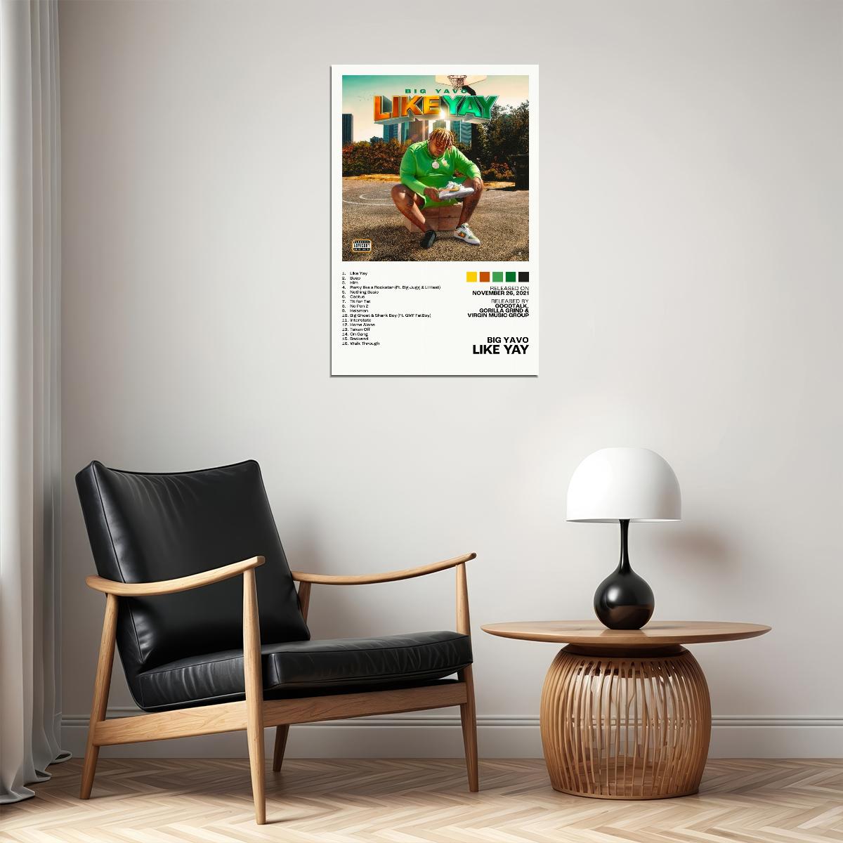 Big Yavo Like Yay Album Cover Music Poster Rap Home Decor For Living Room Hip-Hop Aesthetic Rapper Album Wall Art Records Poster Wall Decor For Bedroom - xonomax