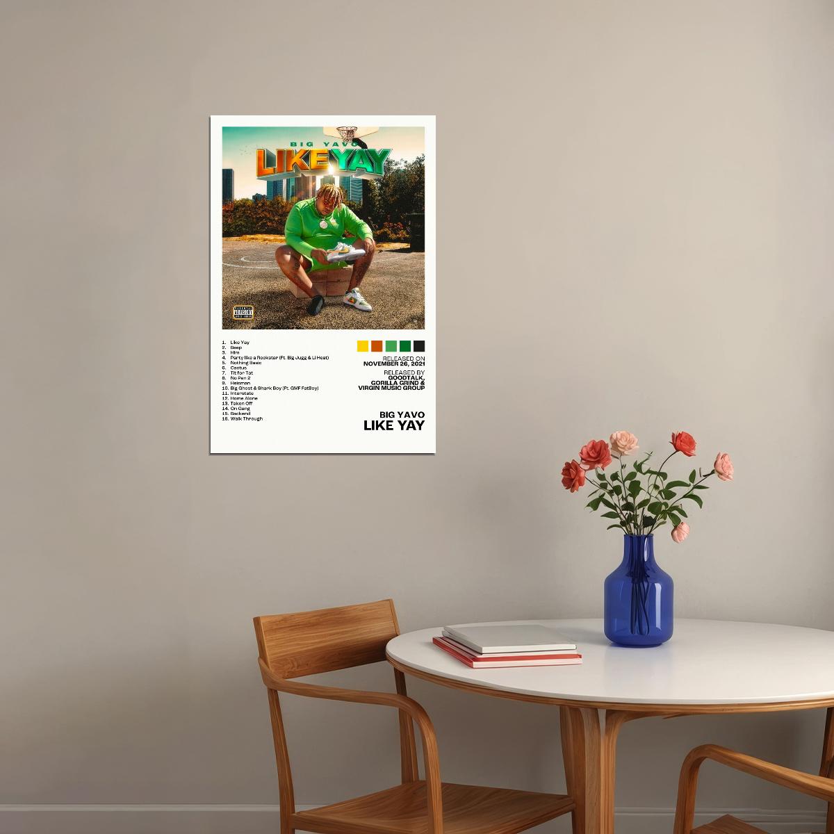 Big Yavo Like Yay Album Cover Music Poster Rap Home Decor For Living Room Hip-Hop Aesthetic Rapper Album Wall Art Records Poster Wall Decor For Bedroom - xonomax