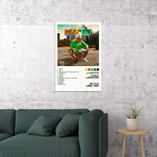 Big Yavo Like Yay Album Cover Music Poster Rap Home Decor For Living Room Hip-Hop Aesthetic Rapper Album Wall Art Records Poster Wall Decor For Bedroom - xonomax