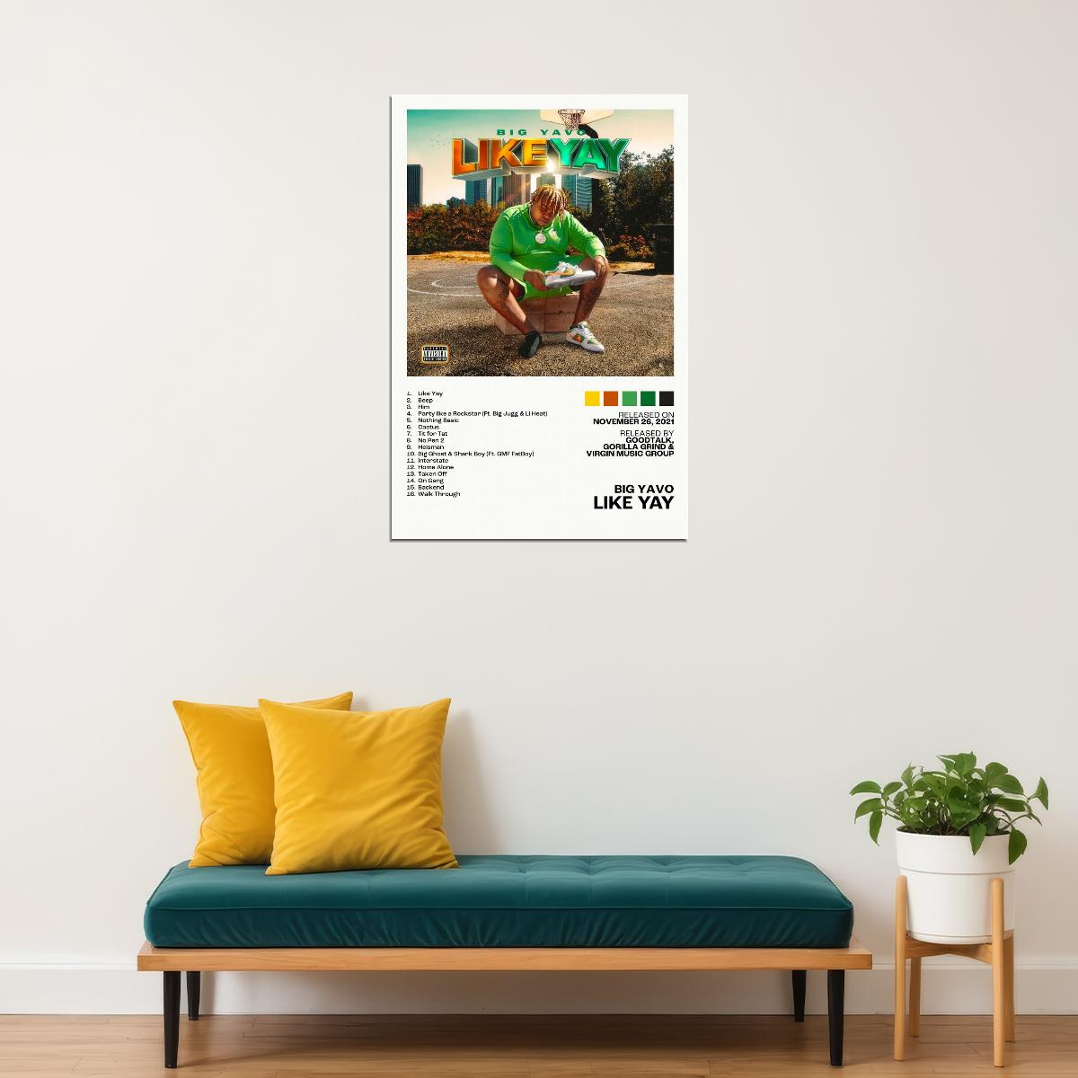Big Yavo Like Yay Album Cover Music Poster Rap Home Decor For Living Room Hip-Hop Aesthetic Rapper Album Wall Art Records Poster Wall Decor For Bedroom - xonomax