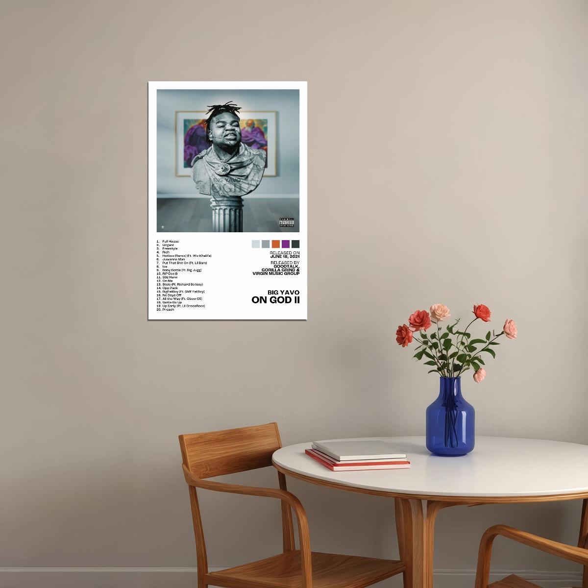 Big Yavo On God II Album Cover Music Poster Rap Home Decor For Living Room Hip-Hop Aesthetic Rapper Album Wall Art Records Poster Wall Decor For Bedroom - xonomax