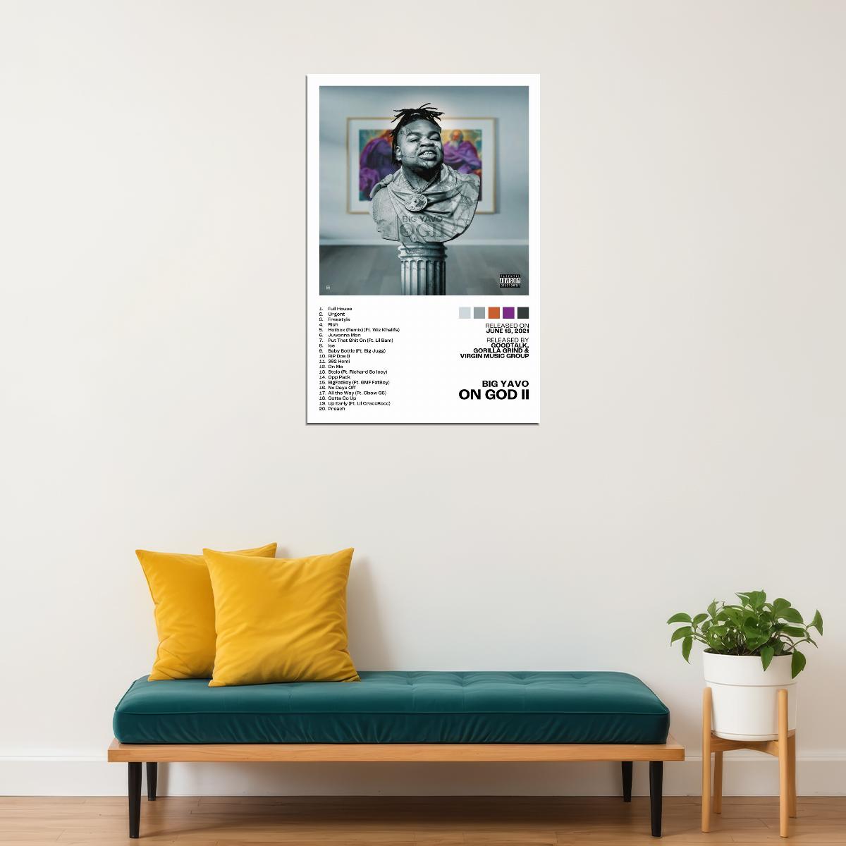Big Yavo On God II Album Cover Music Poster Rap Home Decor For Living Room Hip-Hop Aesthetic Rapper Album Wall Art Records Poster Wall Decor For Bedroom - xonomax