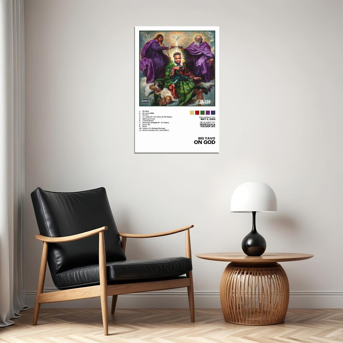 Big Yavo On God Album Cover Music Poster Rap Home Decor For Living Room Hip-Hop Aesthetic Rapper Album Wall Art Records Poster Wall Decor For Bedroom - xonomax