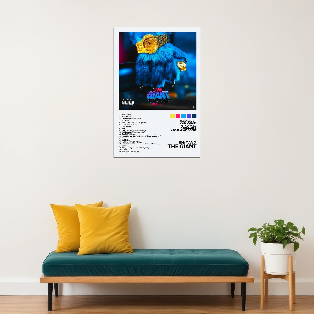 Big Yavo The Giant Album Cover Music Poster Rap Home Decor For Living Room Hip-Hop Aesthetic Rapper Album Wall Art Records Poster Wall Decor For Bedroom - xonomax