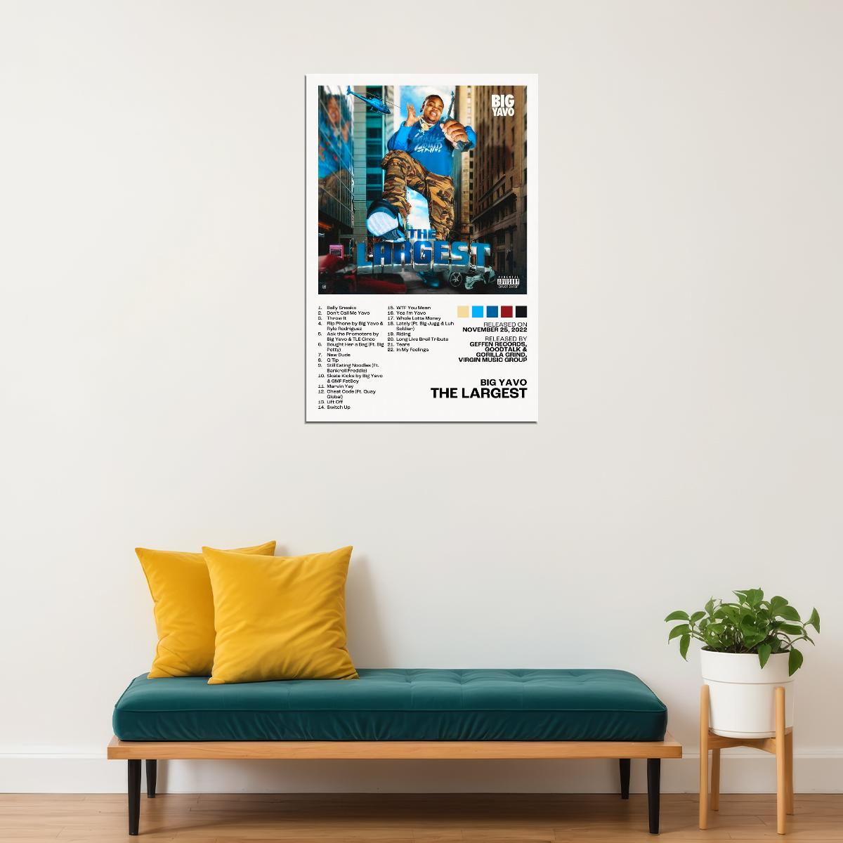 Big Yavo The Largest Album Cover Music Poster Rap Home Decor For Living Room Hip-Hop Aesthetic Rapper Album Wall Art Records Poster Wall Decor For Bedroom - xonomax