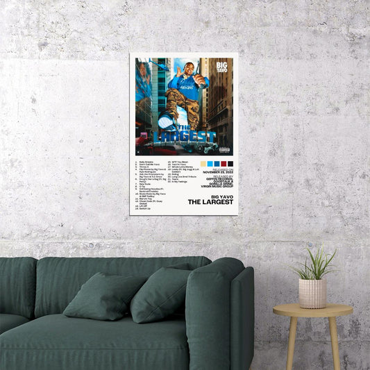 Big Yavo The Largest Album Cover Music Poster Rap Home Decor For Living Room Hip-Hop Aesthetic Rapper Album Wall Art Records Poster Wall Decor For Bedroom - xonomax