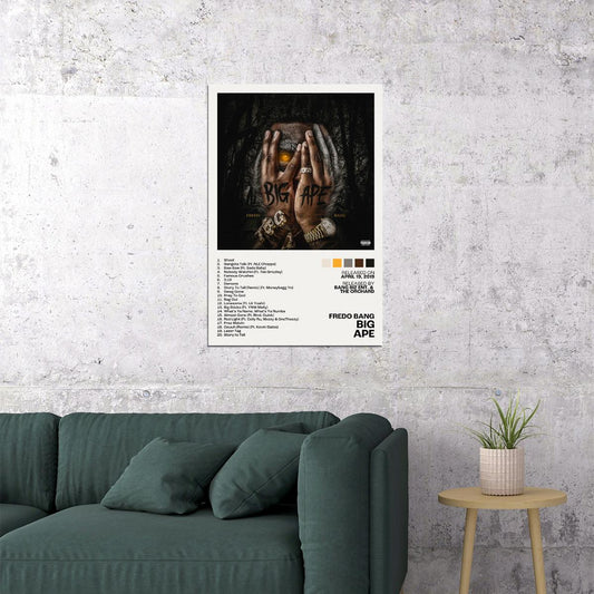 Fredo Bang Big Ape Album Cover Music Poster Rap Home Decor For Living Room Hip-Hop Aesthetic Rapper Album Wall Art Records Poster Wall Decor For Bedroom - xonomax