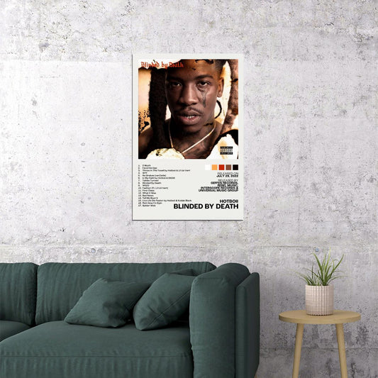 Hotboii Blinded By Death Album Cover Music Poster Rap Home Decor For Living Room Hip-Hop Aesthetic Rapper Album Wall Art Records Poster Wall Decor For Bedroom - xonomax
