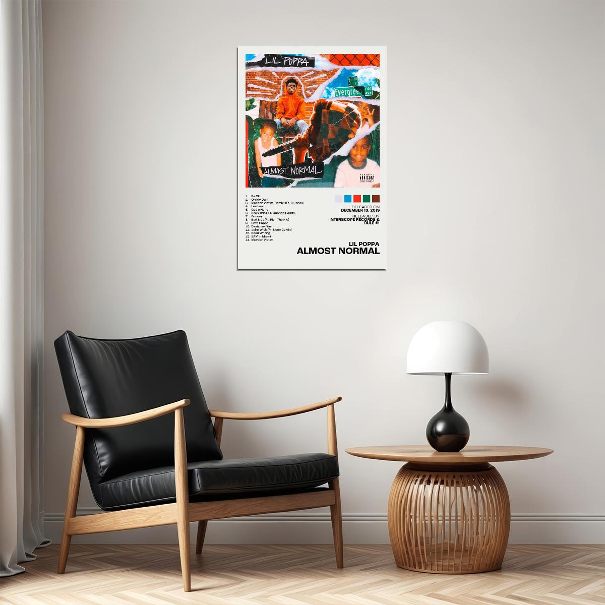 Lil Poppa Almost Normal Album Cover Music Poster Rap Home Decor For Living Room Hip-Hop Aesthetic Rapper Album Wall Art Records Poster Wall Decor For Bedroom - xonomax
