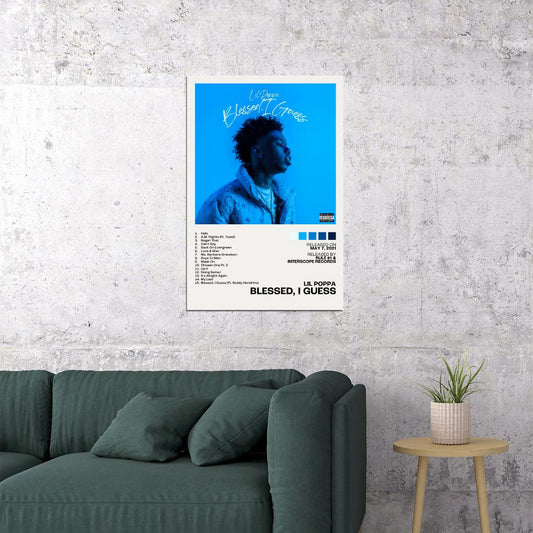 Lil Poppa Blessed, I Guess Album Cover Music Poster Rap Home Decor For Living Room Hip-Hop Aesthetic Rapper Album Wall Art Records Poster Wall Decor For Bedroom - xonomax