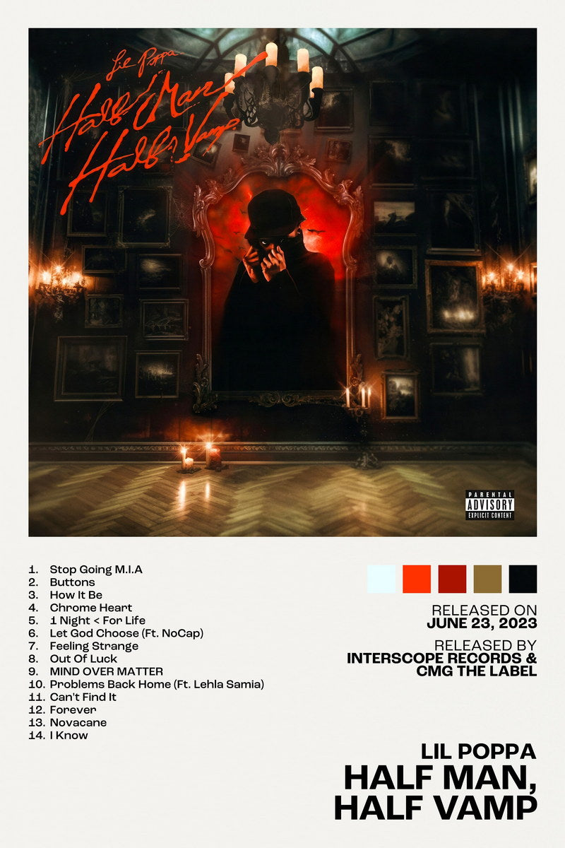 Poster - Lil Poppa Half Man, Half Vamp Album Cover Music Poster