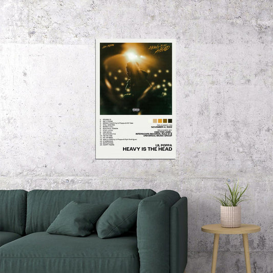 Lil Poppa Heavy Is The Head Album Cover Music Poster Rap Home Decor For Living Room Hip-Hop Aesthetic Rapper Album Wall Art Records Poster Wall Decor For Bedroom - xonomax