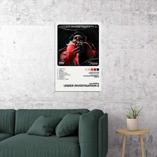 Lil Poppa Under Investigation 2 Album Cover Music Poster Rap Home Decor For Living Room Hip-Hop Aesthetic Rapper Album Wall Art Records Poster Wall Decor For Bedroom - xonomax