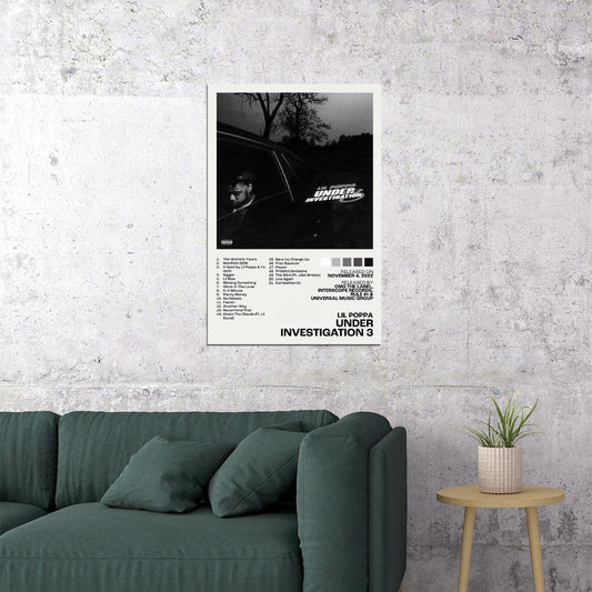 Lil Poppa Under Investigation 3 Album Cover Music Poster Rap Home Decor For Living Room Hip-Hop Aesthetic Rapper Album Wall Art Records Poster Wall Decor For Bedroom - xonomax