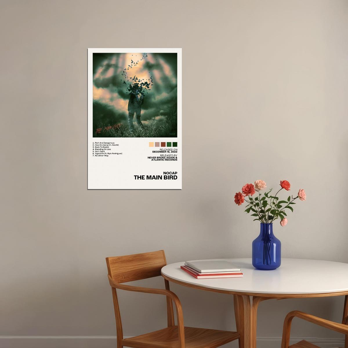 NoCap The Main Bird Album Cover Music Poster Rap Home Decor For Living Room Hip-Hop Aesthetic Rapper Album Wall Art Records Poster Wall Decor For Bedroom - xonomax